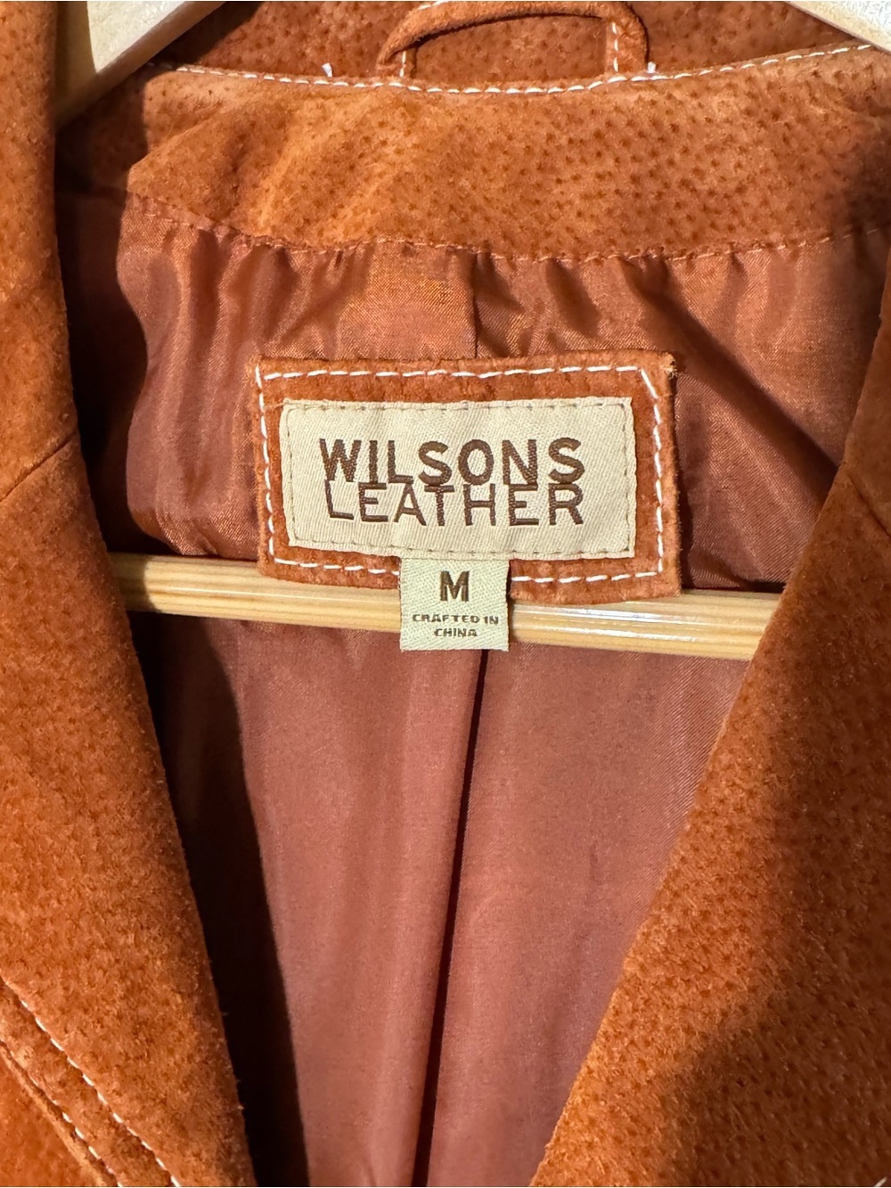 Wilsons Leather Women’s Suede Button-Front Tie Waist Jacket in Burnt Orange - Picture 4 of 7